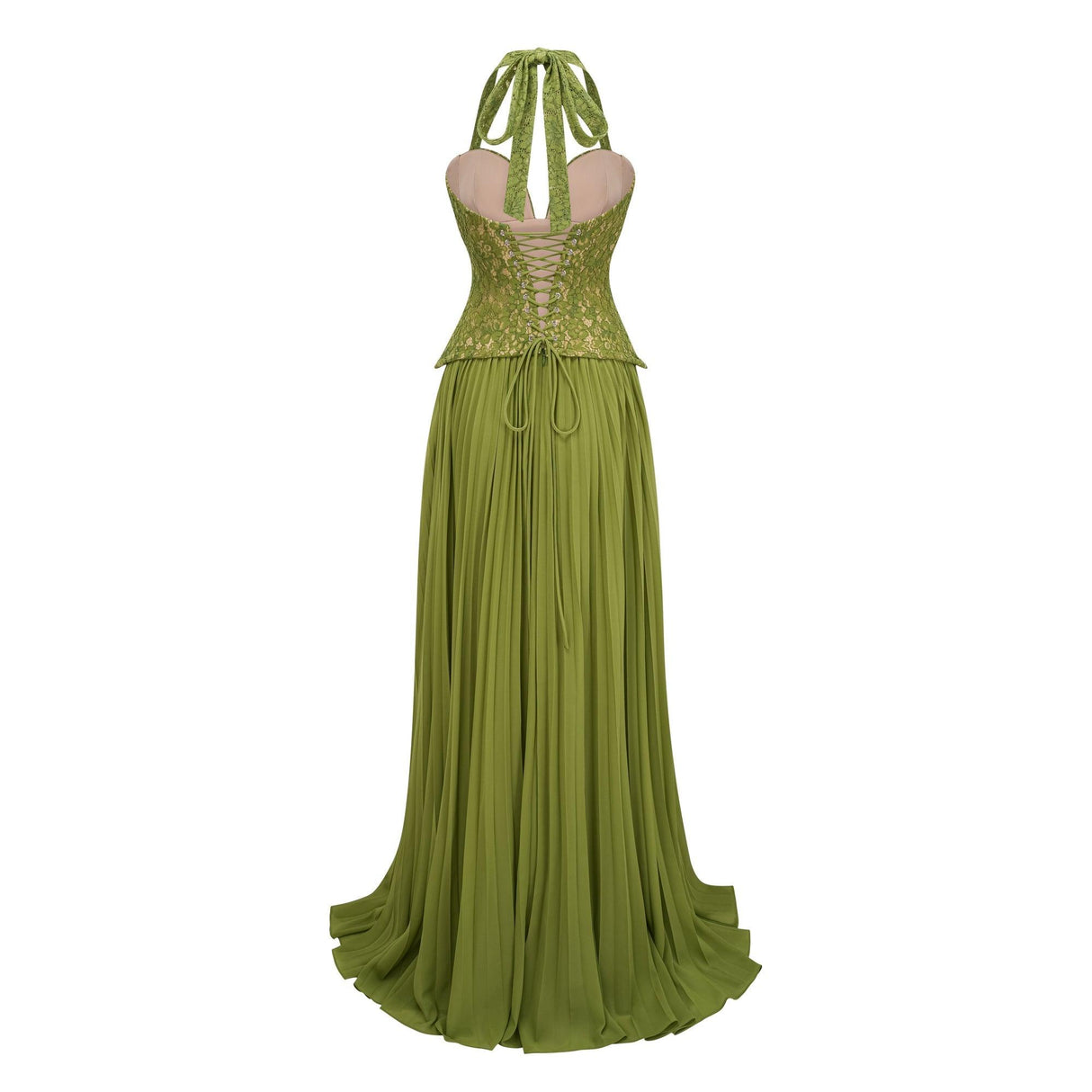 Aurohaya Isaline Emerald Corset Maxi Dress