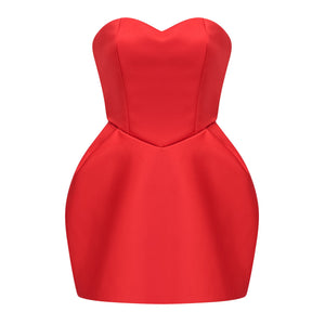 Aurohaya Laure Red Heart Off-shoulder Mini Dress