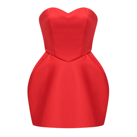 Aurohaya Laure Red Heart Off-shoulder Mini Dress