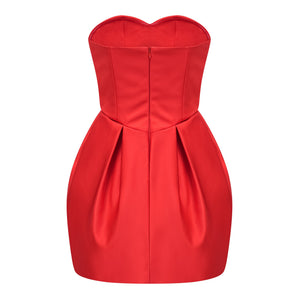 Aurohaya Laure Red Heart Off-shoulder Mini Dress
