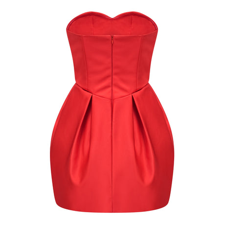 Aurohaya Laure Red Heart Off-shoulder Mini Dress
