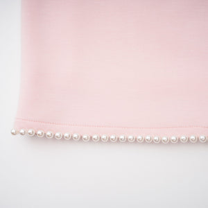 Aurohaya Piroska Pink Sleeveless Pearl Trim Mini Dress