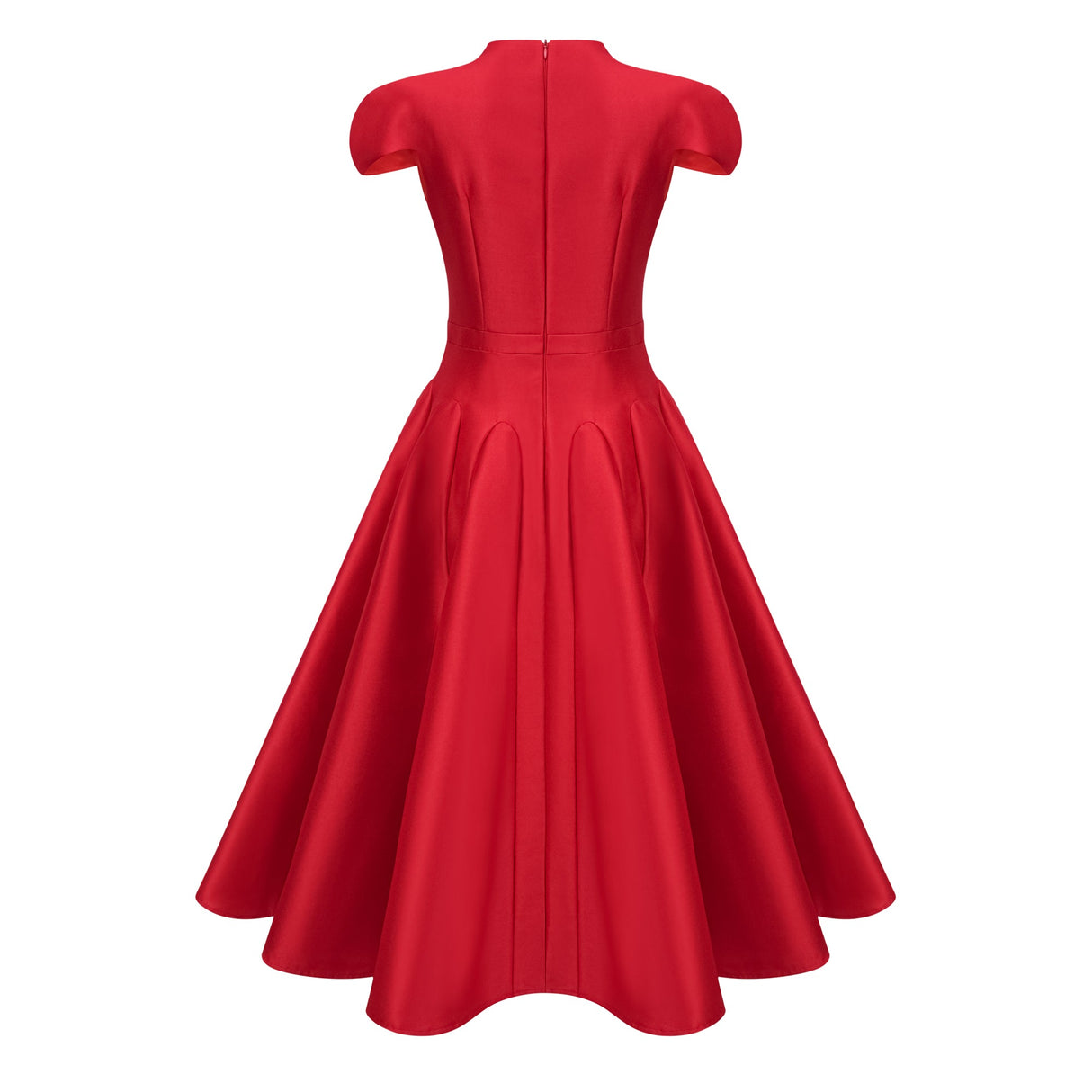 Aurohaya Aventin Red Godet Design Midi Dress