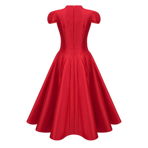 Aurohaya Aventin Red Godet Design Midi Dress