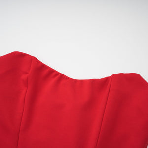 Aurohaya Berit Red Scarf Off Shoulder Ruched Maxi Dress
