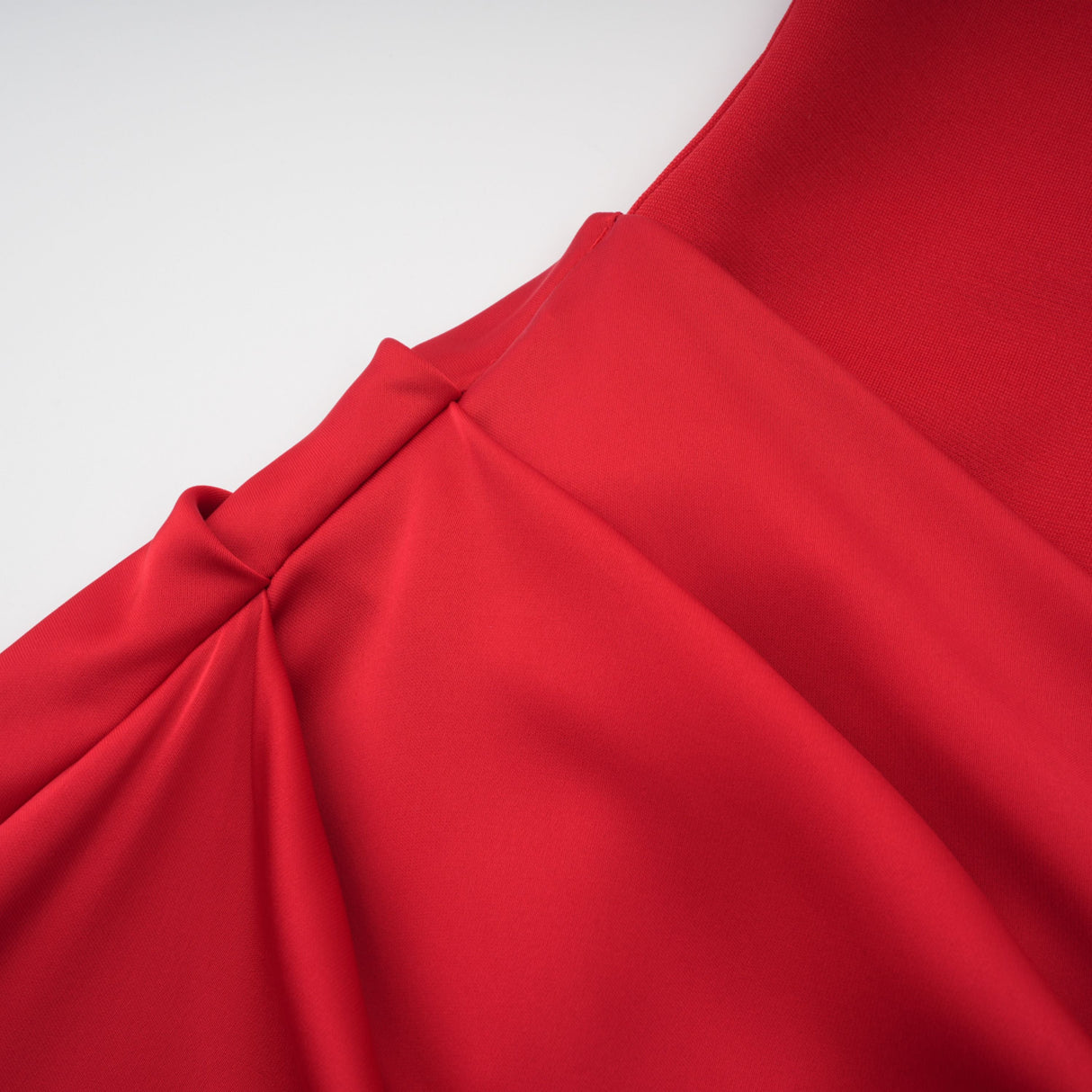 Aurohaya Berit Red Scarf Off Shoulder Ruched Maxi Dress