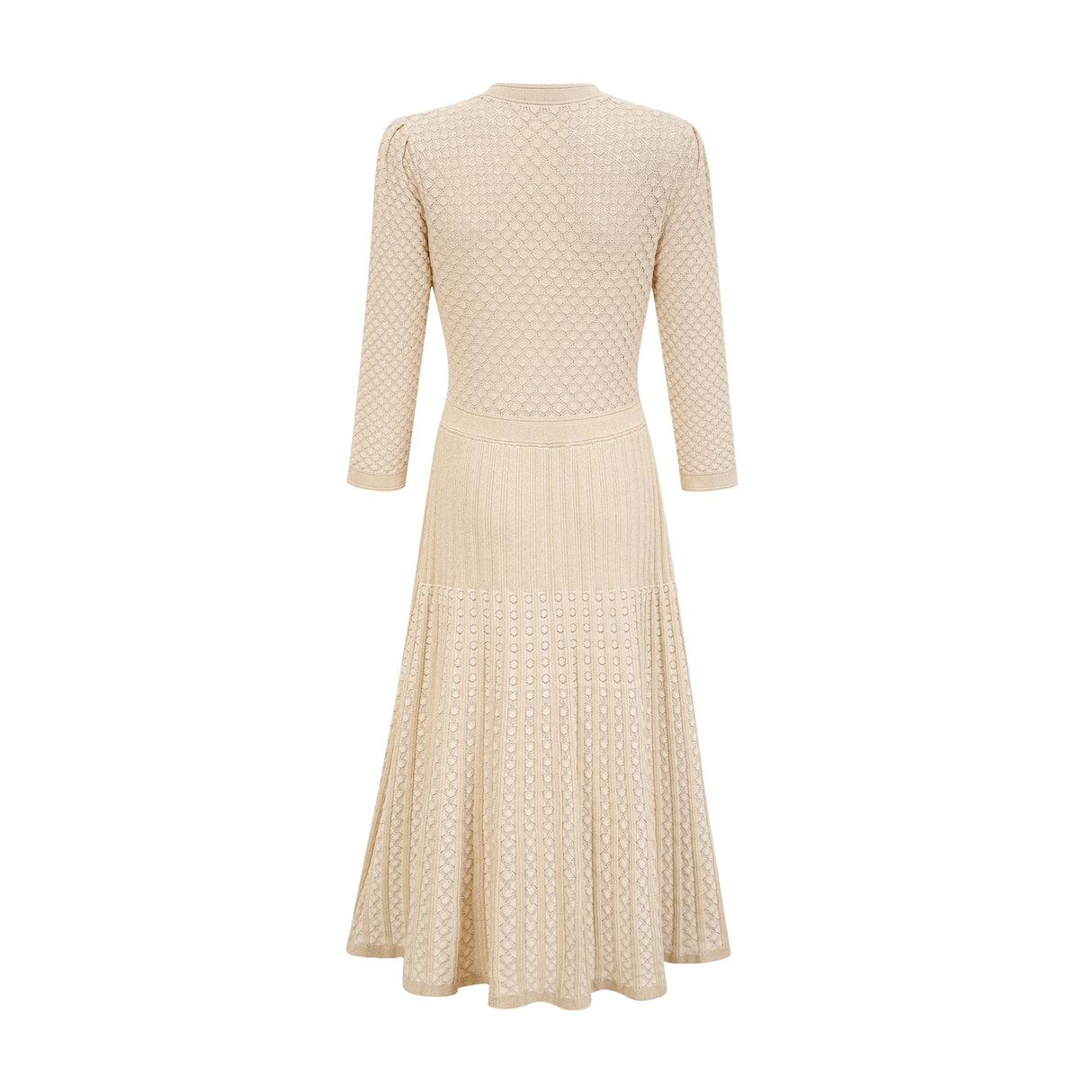 Aurohaya Élodie knitted long-sleeve midi dress in Neutrals