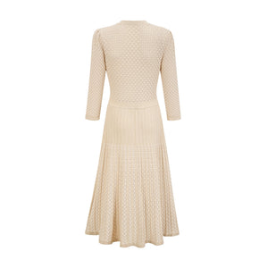 Aurohaya Élodie knitted long-sleeve midi dress in Neutrals