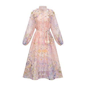 Aurohaya Delphine Pink Floral Print Maxi Dress