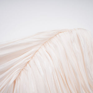 Aurohaya Hege Cream Glossy Ruched Cape Maxi Dress