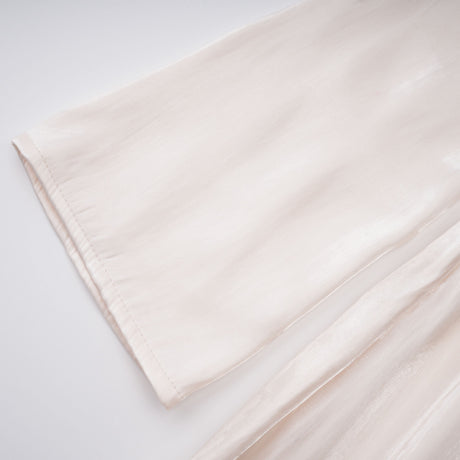 Aurohaya Hege Cream Glossy Ruched Cape Maxi Dress