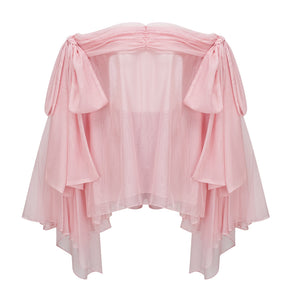 Aurohaya Avril pink bow draped slip mini dress