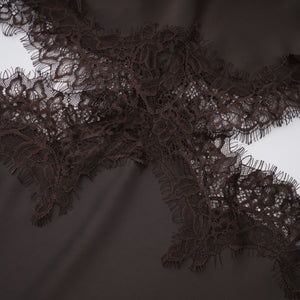 Aurohaya Henrik Brown Lace Trim Dress