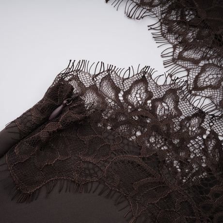 Aurohaya Henrik Brown Lace Trim Dress