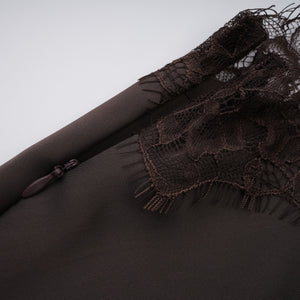 Aurohaya Henrik Brown Lace Trim Dress