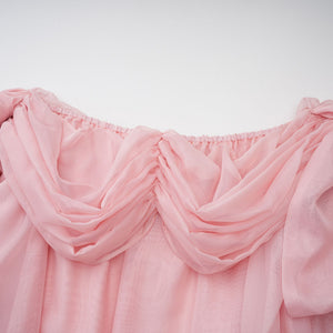 Aurohaya Avril pink bow draped slip mini dress