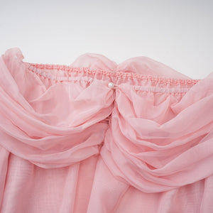 Aurohaya Avril pink bow draped slip mini dress