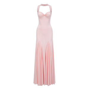 Aurohaya Rêverie Pink Sweetheart Neck Maxi Dress