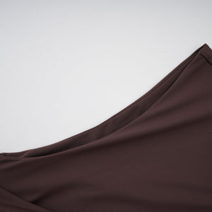 Aurohaya Fée Brown Asymmetrical Ruched Mini Dress