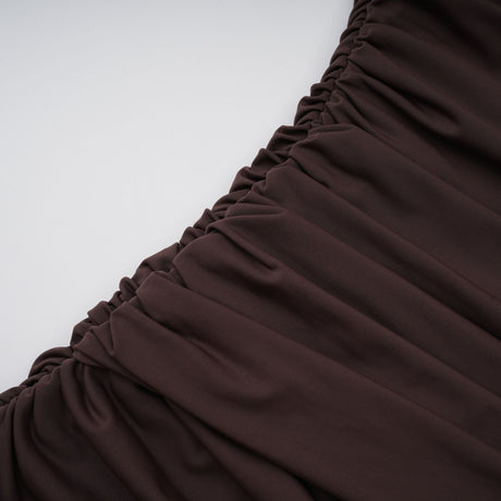 Aurohaya Fée Brown Asymmetrical Ruched Mini Dress