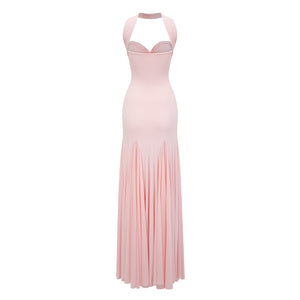 Aurohaya Rêverie Pink Sweetheart Neck Maxi Dress