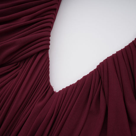 Aurohaya Eléa Red Cold Shoulder Draped Maxi Dress