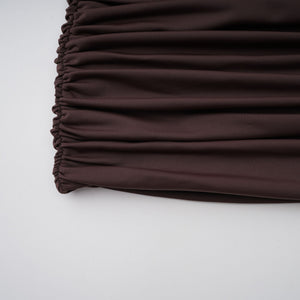 Aurohaya Fée Brown Asymmetrical Ruched Mini Dress