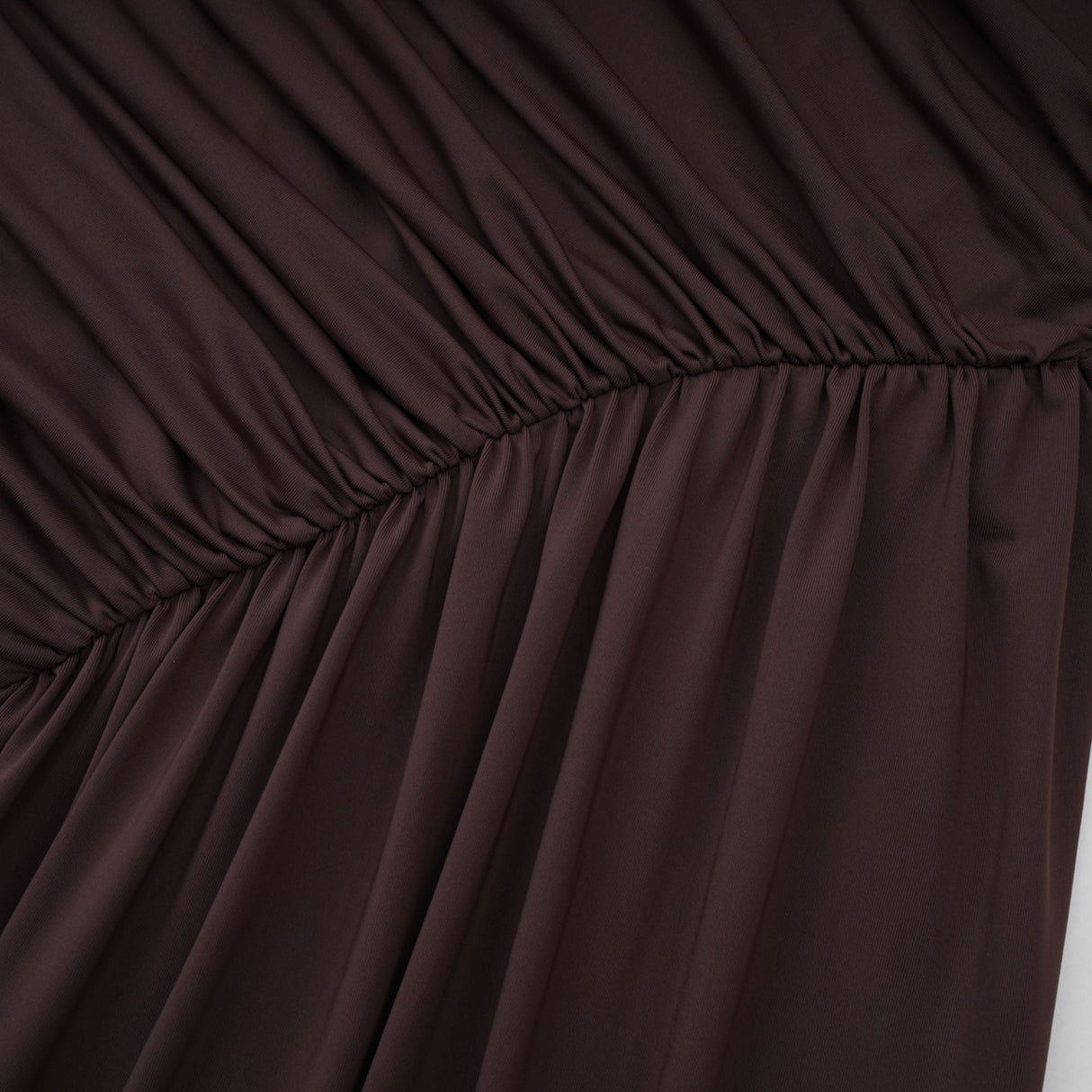 Aurohaya Fée Brown Asymmetrical Ruched Mini Dress