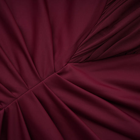 Aurohaya Eléa Red Cold Shoulder Draped Maxi Dress