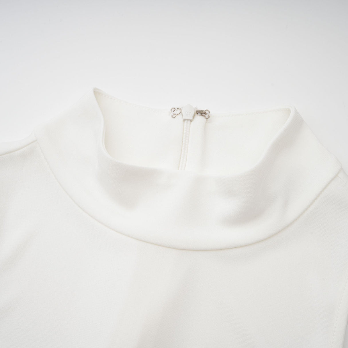 Aurohaya Mystérieuse White Turtleneck Draped Maxi Dress
