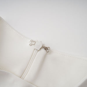 Aurohaya Mystérieuse White Turtleneck Draped Maxi Dress