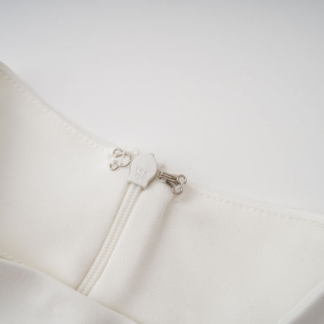 Aurohaya Mystérieuse White Turtleneck Draped Maxi Dress