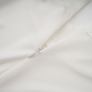 Aurohaya Mystérieuse White Turtleneck Draped Maxi Dress