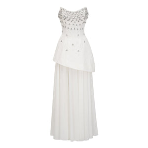 Aurohaya Melisande White Embellished Dress & Skirt Set