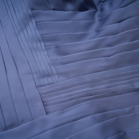 Aurohaya Angelína Blue Diagonal Pleated Gathered Maxi Gown