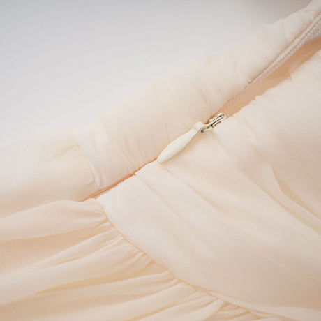 Aurohaya Riley Cream White Draped Tulle Maxi Dress