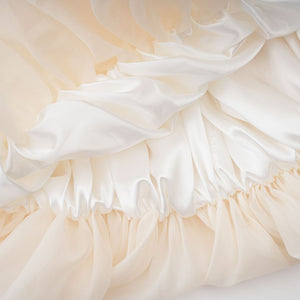 Aurohaya Riley Cream White Draped Tulle Maxi Dress