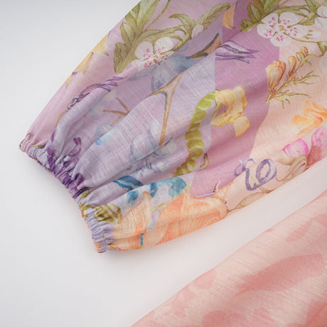 Aurohaya Delphine Pink Floral Print Maxi Dress