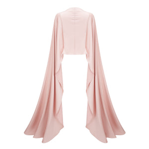 Aurohaya Everleigh Champagne Satin Top & Skirt Set With Cape Detail