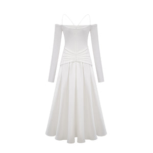 Aurohaya Noémie off-shoulder panelled maxi dress in White