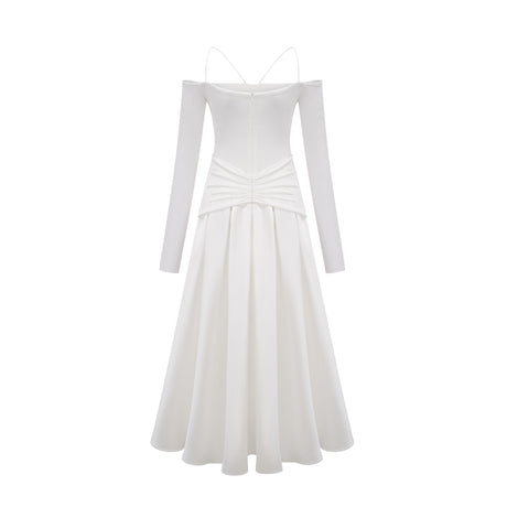 Aurohaya Nadine off-shoulder panelled maxi dress in White