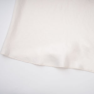 Aurohaya Lilla Beige Strapless Ruffled Satin Maxi Dress