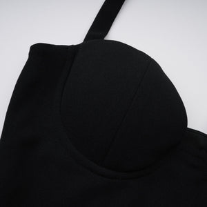 Aurohaya Kaelin Black Halterneck Cut Out  Maxi Dress