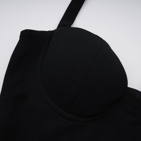 Aurohaya Kaelin Black Halterneck Cut Out  Maxi Dress