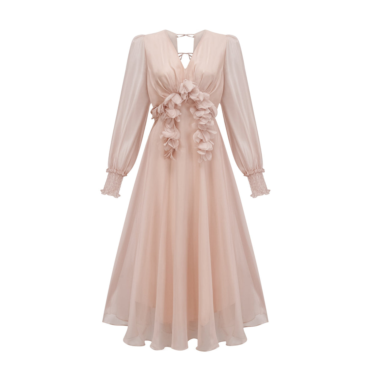 Aurohaya Lucie faux-floral embellished midi dress