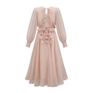 Aurohaya Lucie faux-floral embellished midi dress