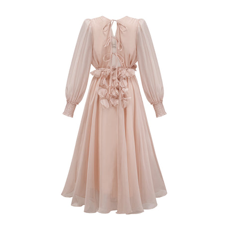 Aurohaya Lucie faux-floral embellished midi dress