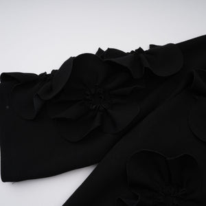 Aurohaya Isidora Black Bowknot Floral Appliqué Maxi Dress