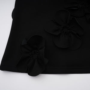 Aurohaya Isidora Black Bowknot Floral Appliqué Maxi Dress