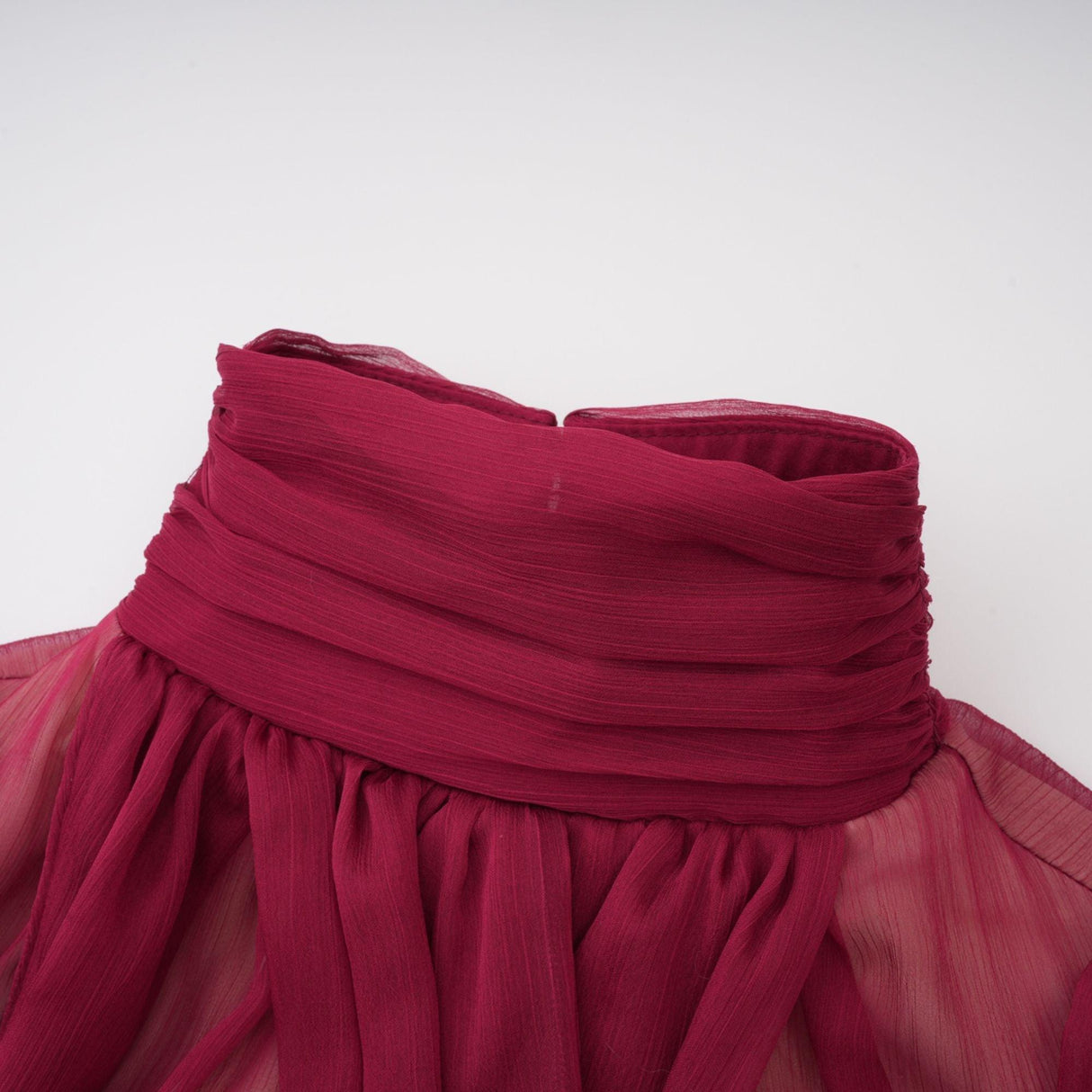 Aurohaya Théa Burgundy Asymmetrical Ruched Mini Dress